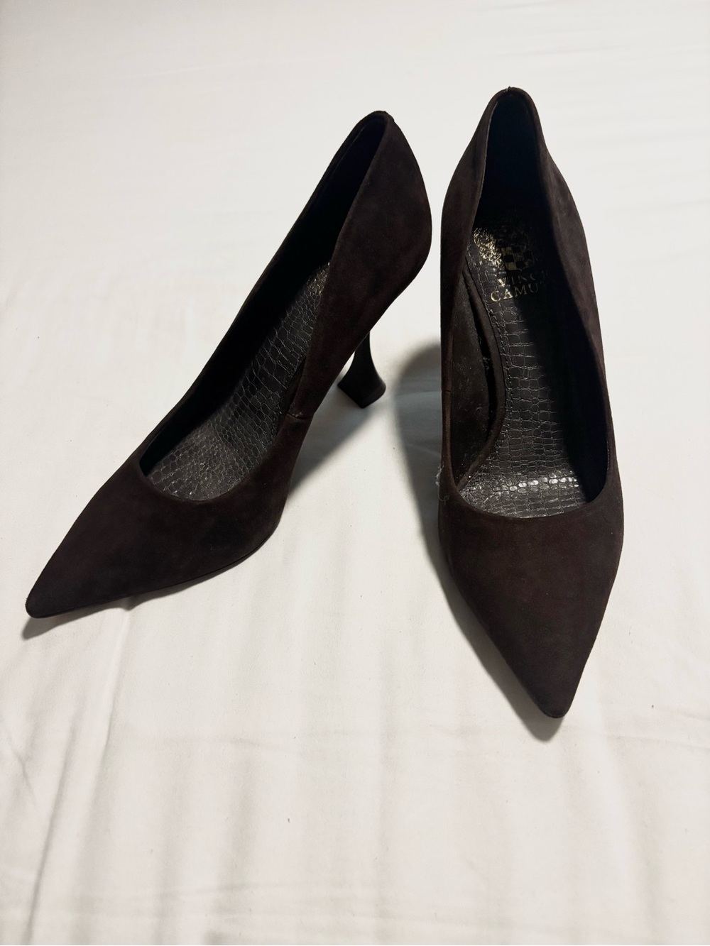 Vince Camuto Dark Brown Suede Flared Heel Pumps Size 7.5